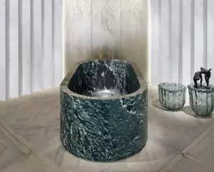 EXQUISITE LUXURY EUOPEAN Green Marble Bathtub Freestanding Soaking HOT TUB - Picture 1 of 5