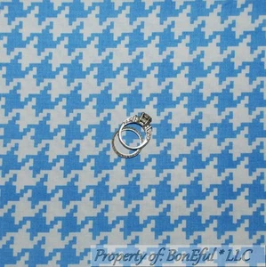 BonEful Fabric FQ Cotton Quilt Blue White Tone Tonal Block Check Retro Stripe US - Picture 1 of 6
