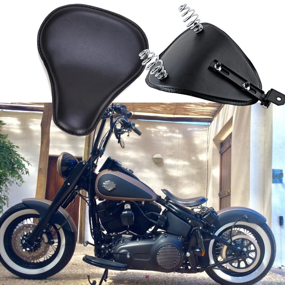 Asiento de conductor solo de resorte negro para Harley Davidson Softail Slim Bobber motocicleta Foto 1 de 4