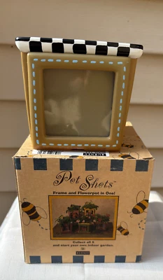 Vintage 1999 Hard-to-Find Bees Frame and Flowerpot by Burnes w/ Box 3 x 3 Photo - Image 1 of 4