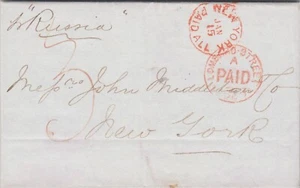 MTM205 - 1871 TRANSATLANTIC LETTER UK TO USA steamer Russia (Cunard) PAID CASH - Picture 1 of 3