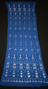 Blue Egyptian Assuit Silver metal / net tulle fabric Wrap Shawl Scarf - Picture 1 of 5