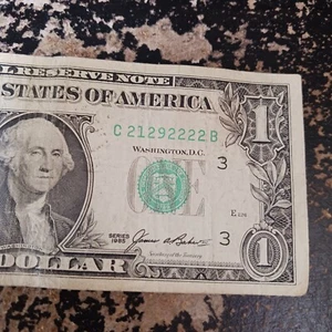 1985 1 DOLLAR FANCY NUMBER NOTE, C21292222B, FREE SHIPPING - Picture 1 of 3