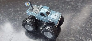HOT WHEELS 🔥 '68 Chevy Silverado Monster Truck Grey/Blue with HW Flag Mattel - Picture 1 of 4