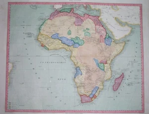 1856 ORIGINAL MAP EGYPT MOROCCO SOUTH AFRICA KENYA TANZANIA GUINEA CONGO NIGERIA - Picture 1 of 9