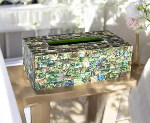 30.5cmx15.2cmx4" Abulón Carcasa Tela Caja Hecho a Mano Decoración Paño Soporte - Imagen 1 de 5
