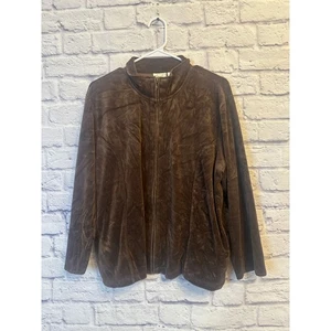 Chaqueta Kim Rogers Marrón Terciopelo Cremallera Mujer XL Atlética Informal Comodidad - Imagen 1 de 5