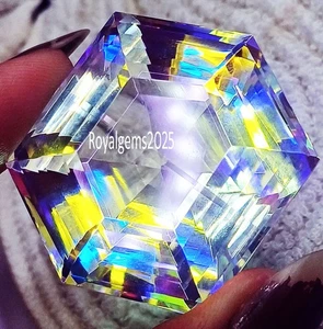 Certified Mystic Quartz In Rainbow Color 195.60 Ct Loose Gemstone Hexagon Shape - Picture 1 of 8