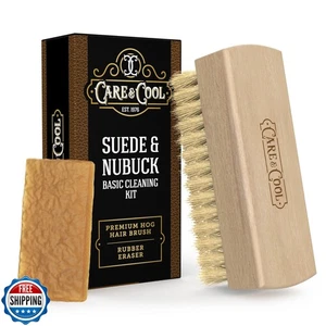Spazzola premium per capelli di maiale Care and Cool scamosciata e nabuk pulizia 3,94"x1,38" an - Foto 1 di 5