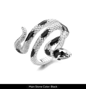 Snake Ring Resizeable 7-10mm Rhodium Plated - Picture 1 of 2