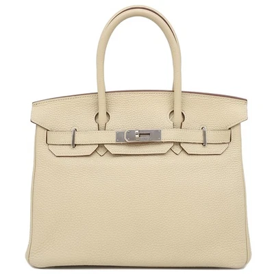 HERMES Handbag Birkin 30 Taurillon Clemence  Pershman SilverMetal Beige, o - Image 1 of 4