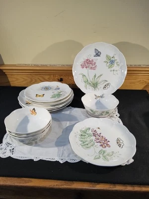 Lenox China Butterfly Meadow Monarch EasternTailed Blue 12 PC Set Service for 4 - Image 1 of 4