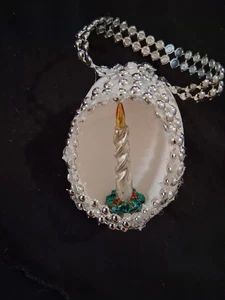 Diorama Uovo Vero Artigianale Ornamento Candela Vetro Vintage 🕯️ - Foto 1 di 2