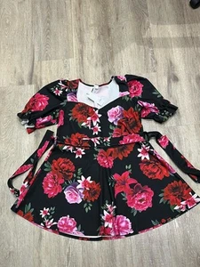 Yours Stunning Black Flower Print Mini Dress Size 18 FREE POST - Picture 1 of 6