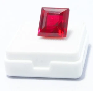 12 Ct Ruby – Square Faceted – Vivid Pigeon Blood Red – Certified Loose Stone - Picture 1 of 7