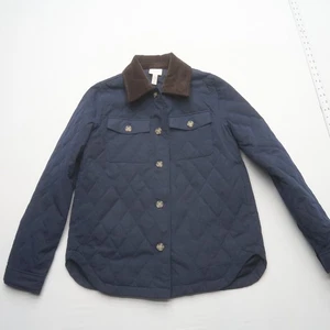 St Johns Bay Womens Barn Chore Coat Size Small Blue Quilted Collared Jacket - Picture 1 of 8