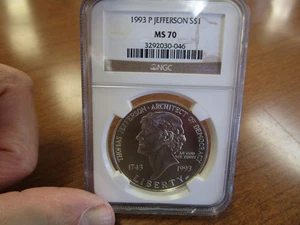 1993-P United States Commemorative Silver Dollar Thomas Jefferson NGC MS70 - Picture 1 of 2