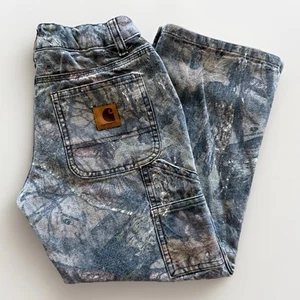 Carhartt Pants Youth 8 Mossy Oak Camo Adjustable Waist Duck Canvas Realtree - Picture 1 of 13