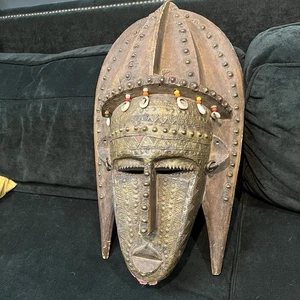 Antigua máscara africana Bambara hecha a mano Malí aproximadamente 25”X15” grande - Imagen 1 de 7