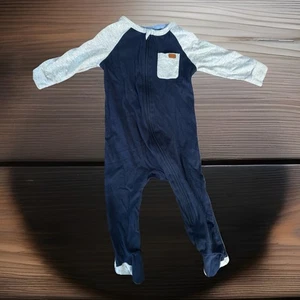 7 For All Mankind Baby Reißverschluss Strampler 6-9M Marine & Grau Raglanärmel Einteiler - Bild 1 von 6