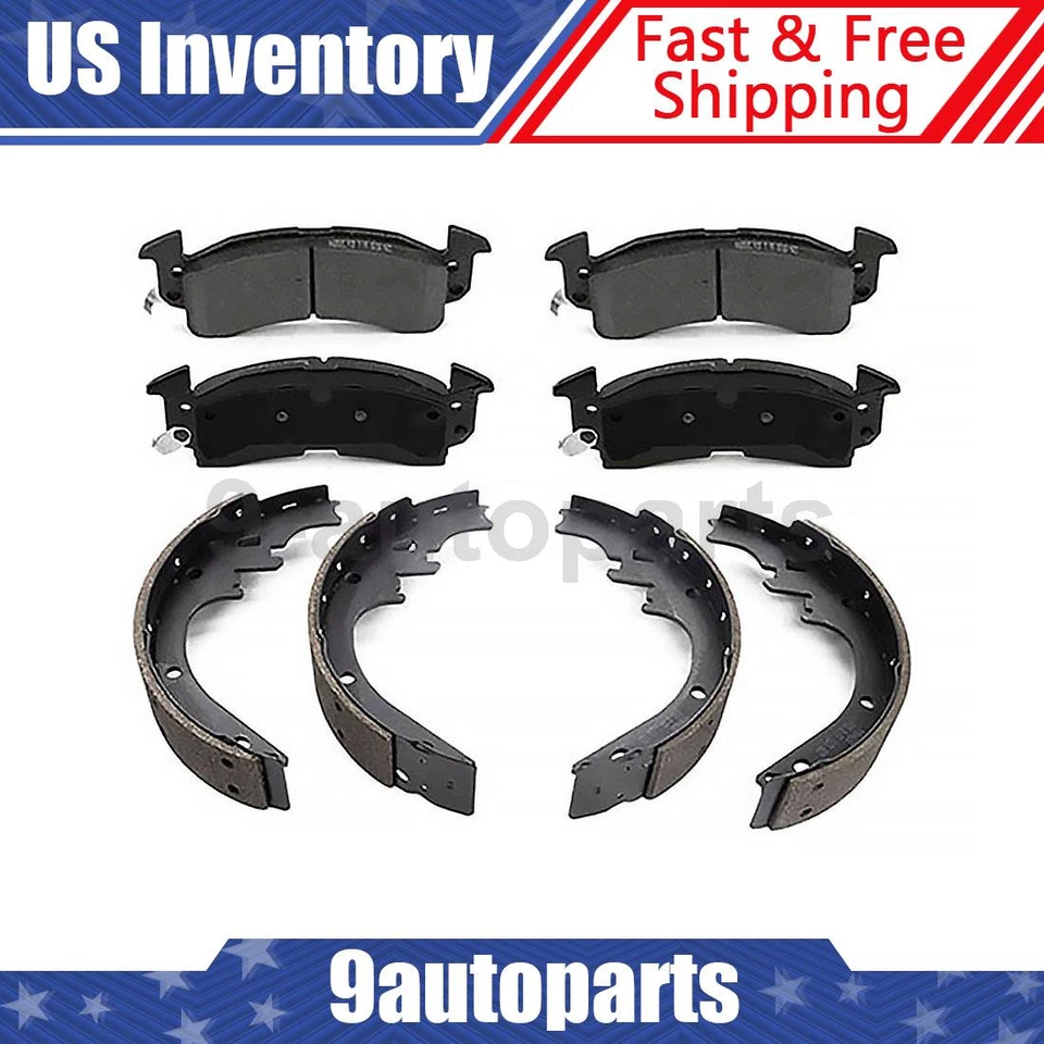 Front Ceramic Brake Pads Rear Brake Shoes kit For 1976 1977 Chevrolet El Camino - Image 1 of 4