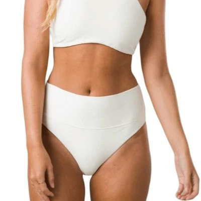 Parte inferior de natación prAna talla grande Horchata Aurelia otomana cintura alta acanalada N14-4 Foto 1 de 4