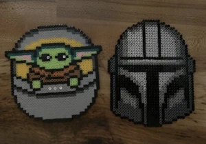 Star Wars Baby Yoda Kind & Mandalorianer Helm Mini Perler Perle Handarbeit - Bild 1 von 2