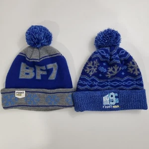 BIG FREEZE x2 BEANIE BUNDLE Fight MND Blue PomPom Winter Beanie BF 7 & 9 - Picture 1 of 3
