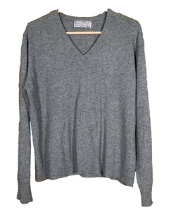Pitlochry Knitwear Damen Kaschmir Pullover grau V-Ausschnitt Old Money Career Gr. M/L - Bild 1 von 6