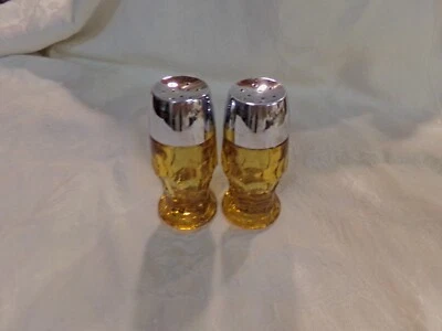 Juego de coctelera de sal y pimienta Anchor Hocking ámbar georgiano oro amarillo ¡En muy buen estado! Foto 1 de 3