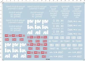Detail Up Model toy-weapon hk 416 d Marking Transfer Sheet Water Decal Red White - Picture 1 of 1