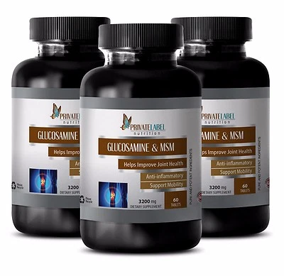 Glucosamina e MSM. Suporte para articulações, cartilagem, mobilidade, flexibilidade (3 garrafas) - Imagem 1 de 4