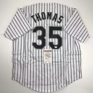 Autographed/Signed Frank Thomas Chicago Pinstripe Baseball Jersey JSA COA - Picture 1 of 4