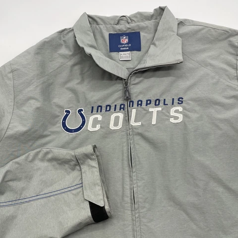 Reebok Indianapolis Colts XL Pullover Windbreaker Jacket NFL On Field Gray Cover