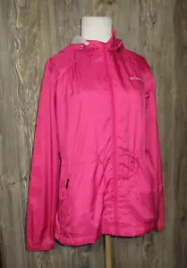 Columbia Womens Small Hooded Jacket Windbreaker Pink Print Lightweight - Picture 1 of 15
