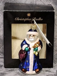 Adorno de vidrio soplado Christopher Radko Santa Claus Petite Pere Noel pintado a mano - Imagen 1 de 14