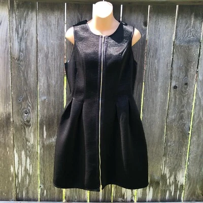 Vestido Marciano Cremallera Frontal Talla M Negro Metálico Neopreno Sin Mangas Bolsillos Foto 1 de 4