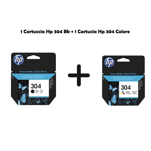 Kit da  2 Pz. originali  1  Cartuccia hp 304 Bk + 1  Cartuccia Hp 304 Tricolor   - Imagen 1 de 1