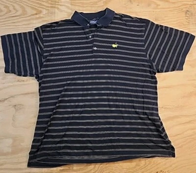 Polo de golf Bobby Jones Masters Logo negro dorado a rayas para hombre XL ligero Foto 1 de 4