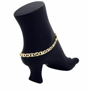 BRACCIALE CAVIGLIERA 10" MARINAIO ANCORA CORDOLO MAGLIA CATENA QUALITÀ 14K ITALIA PLACCATO ORO - Foto 1 di 7