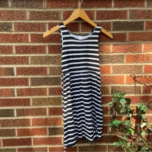 Justice White and Black Striped Sleeveless Girl’s Dress - Picture 1 of 3