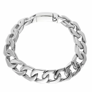 81stgeneration acier inoxydable poli 15 mm Curb Chaine lourd Bracelet 23 - Bild 1 von 4