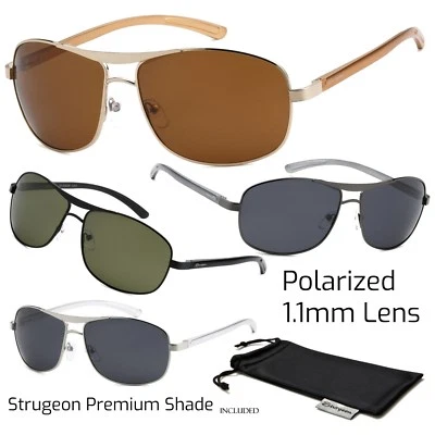 MENS STURGEON 1.1mm Polarized Lens AVIATOR RETRO PILOT Aluminium SUNGLASSES - Image 1 of 3