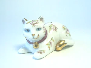 Franklin Mint Cat Satsuma Figurine 1986 Japan Porcelain 24kt Gold Gift Vtg - Picture 1 of 10