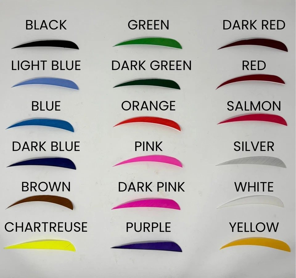 Plumas parabólicas Archery Past 5" - Paquete de 12, RW o LW Foto 1 de 1