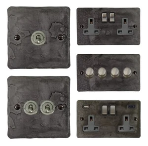 Interruptores de luz G&H Flat Plat de peltre rústico FRP3, enchufes, atenuadores, palancas - Imagen 1 de 44