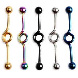 New Titanium Plated Loop Circle Eyehole Scaffold Industrial Piercing Bar Barbell - Picture 1 of 1