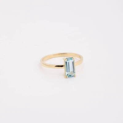 1.10 Karat Aquamarin Minimalist Verlobungsring 14K Massiv Gelbgold - Bild 1 von 4