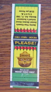 COPERTINA LIBRO FIAMMIFERI PERSONAGGIO SMOKEY BEAR: DAYTON VIEW KIWANIS CLUB MATCHCOVER -C4 - Foto 1 di 2
