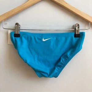 Nike Swim Bikini Bottoms Girls Small Aqua Blue White Logo New - Picture 1 of 5